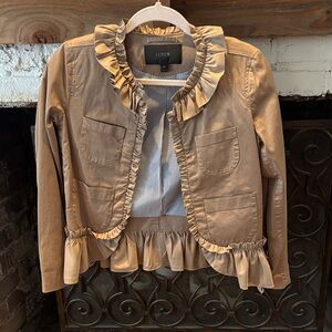 J. Crew Camel Ruffle Trim Jacket